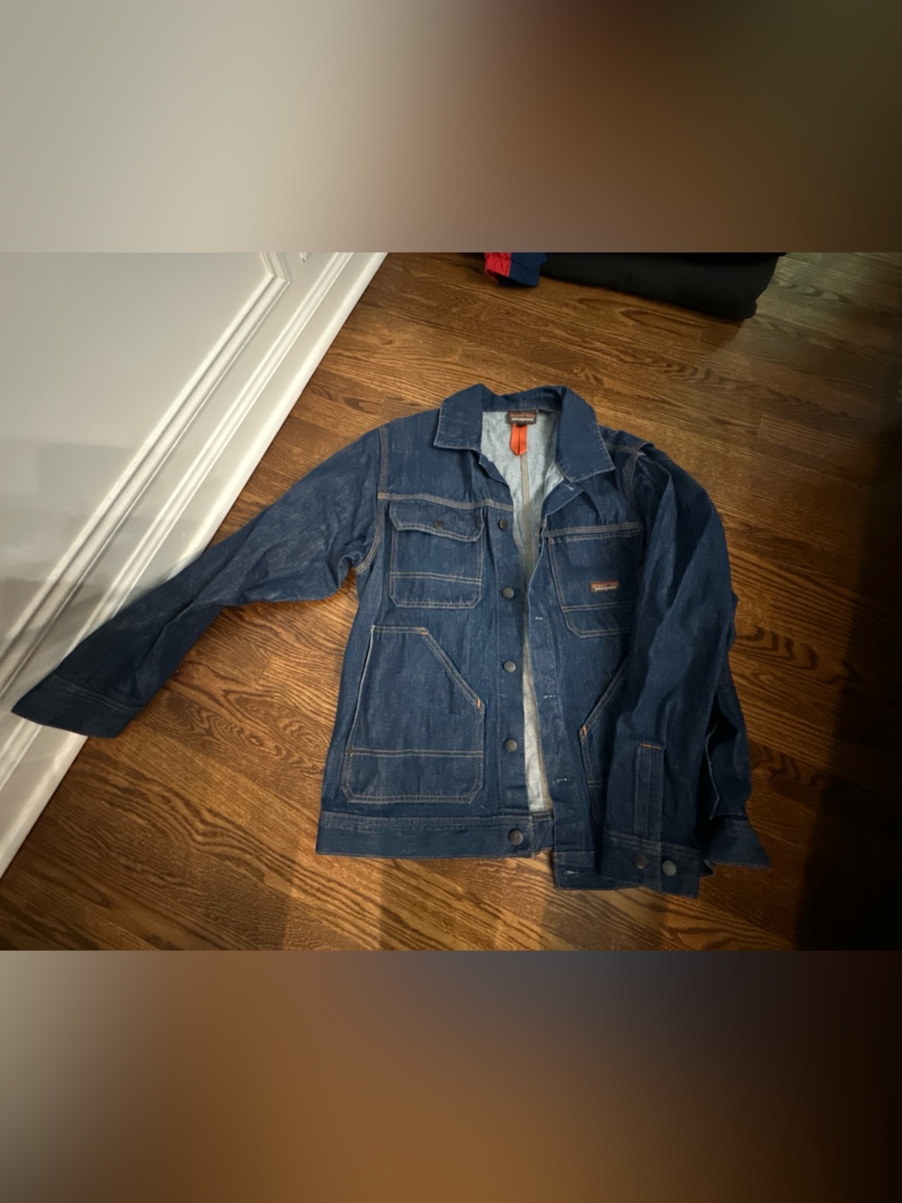 Patagonia Dark Blue Denim Relaxed Chire Work Jeans Jacket